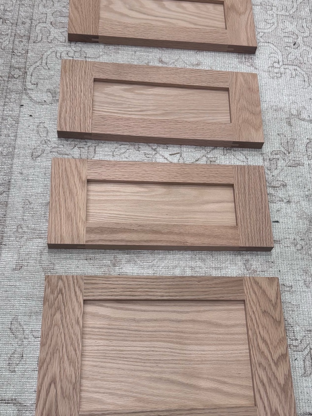 4 Natural Wood Shaker Cabinet Drawer Fronts - Red Oak